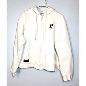Walt Disney World White Mickey Zip Front Hooded Girls Sweatshirt XXL *Stains